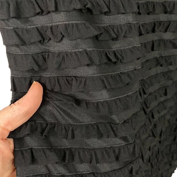 Ronni Nicole Black Scoop Neck Fringed Layered Dress Size 8 - Picture 4 of 9